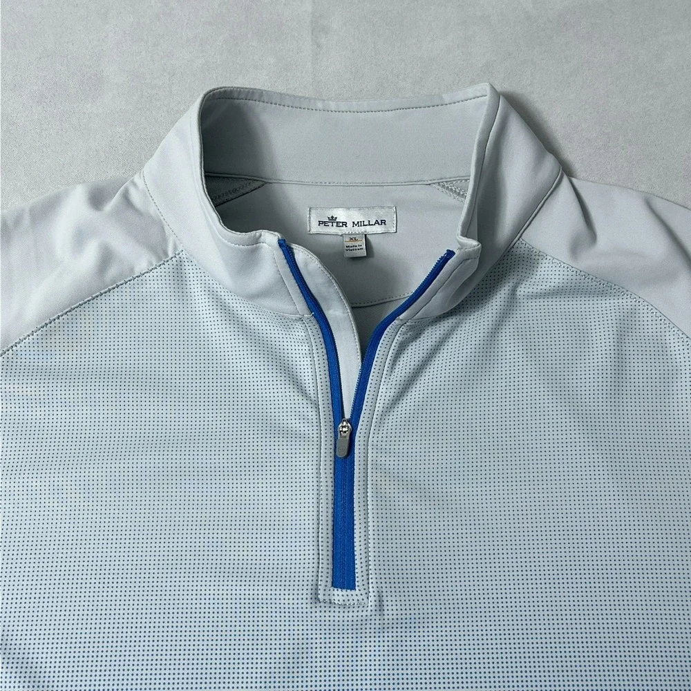 Peter Millar 1/4 Zip Pullover Men XL Gray Blue Ombre Performance Golf